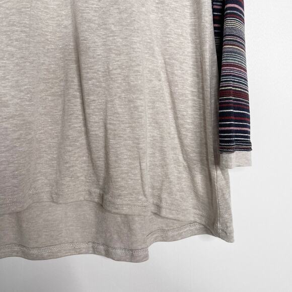 New Doe & Rae Small Heather Gray Striped Raglan Long Sleeve Tee Tshirt Top Crew - Picture 4 of 10